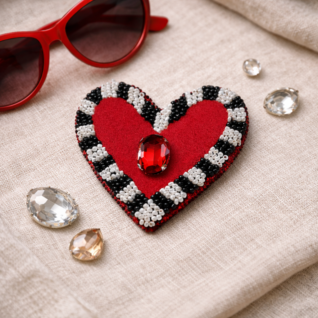 Broszka Serce w paski