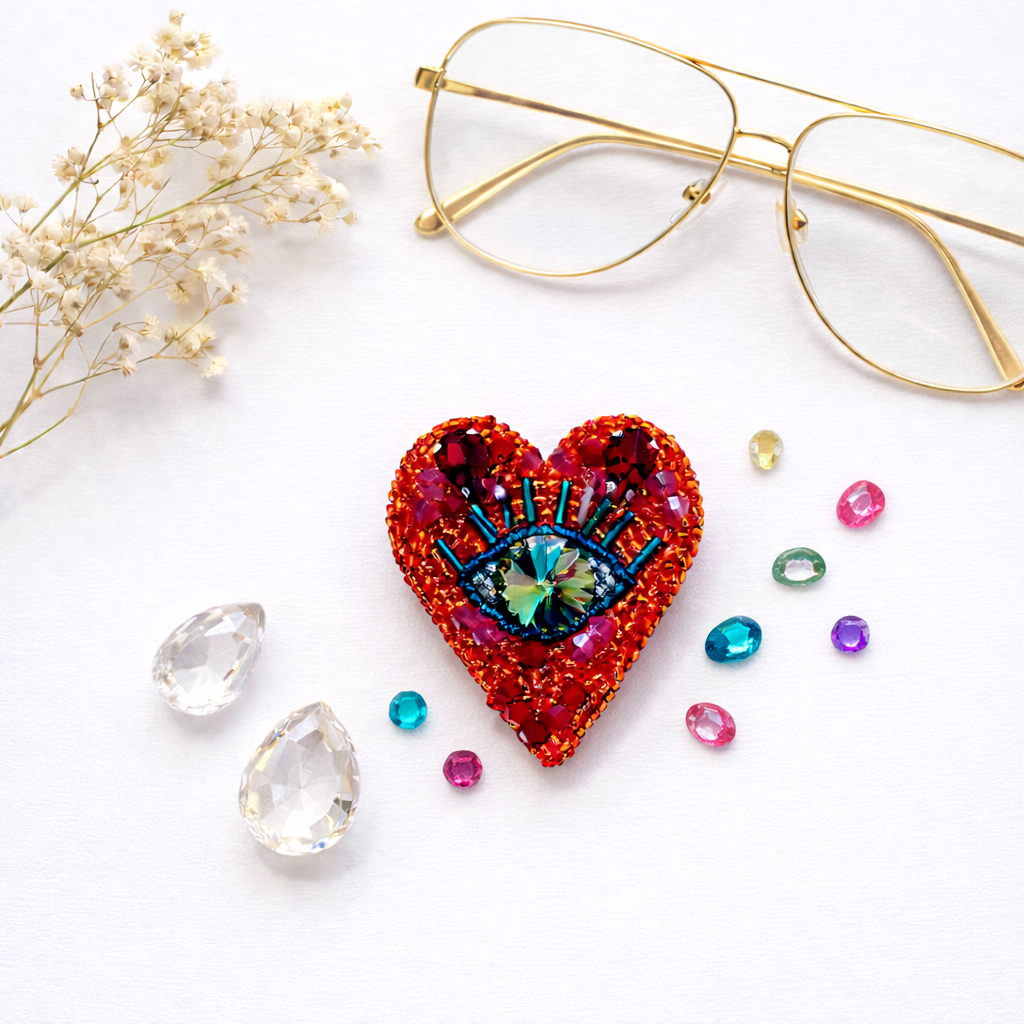 Broszka Serce z okiem